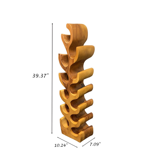 Acacia Wood 12-Bottle Wine Rack – Floor Standing Rustic Bottle Holder