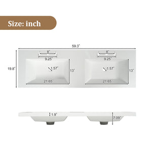 60" Floating Double Sink Bathroom Vanity