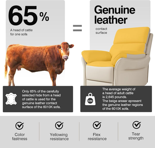 Genuine Leather Recliner Chair – Oversized Ergonomic Lazy Boy with Footrest