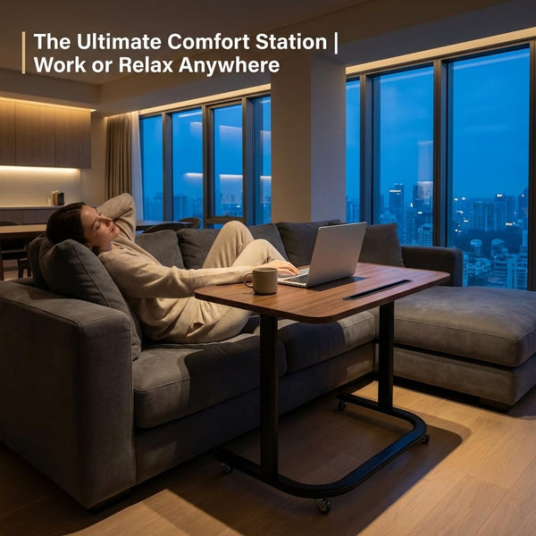 Height Adjustable TV Tray Table on Wheels