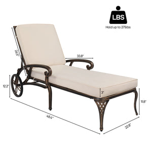 Outdoor Aluminum Chaise Lounge Chair Set of 2 with Adjustable Backrest & Cushions