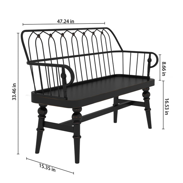 Spindle Back Farmhouse Bench