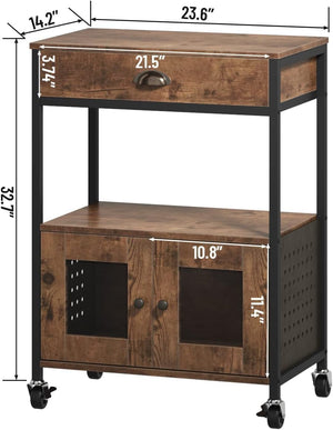 Industrial Coffee Bar Cart with Storage