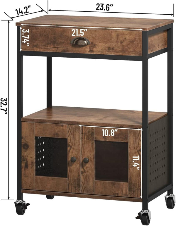 Industrial Coffee Bar Cart with Storage