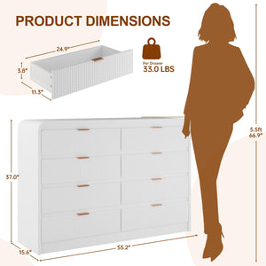 8-Drawer Fluted Dresser with Metal Handles