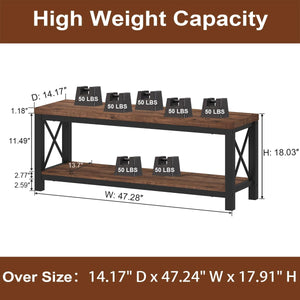 47" Entryway Bench with 2-Tier Shoe Storage