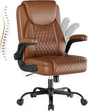 Ergonomic Leather Office Chair with Flip-Up Arms & Lumbar Support