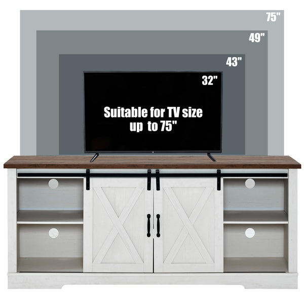 4-Piece Farmhouse Living Room Table Set with TV Stand, Coffee Table & End Tables