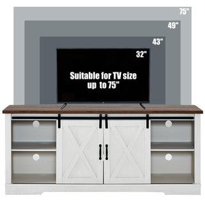 66" Farmhouse TV Stand with Sliding Barn Door