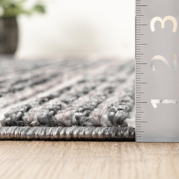 Striped Area Rug – Grey & Black