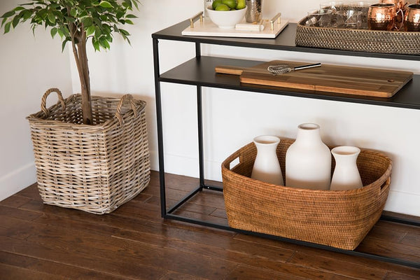 Rattan Storage Basket with Handles – Large