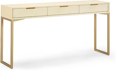 Shagreen Console Table with Brass Legs & 3 Drawers