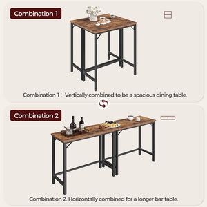 63-Inch Connectable Bar Table with Metal Frame