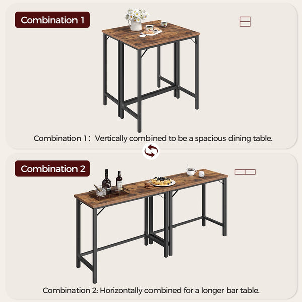 63-Inch Connectable Bar Table with Metal Frame