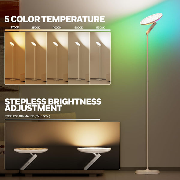 LED Floor Lamp with Remote Control – 3000LM, 2700–5000K, RGB Modes