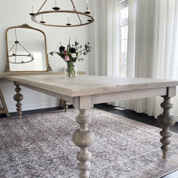 Chunky Pine Dining Table Legs Set of 4 with Large Center Ball