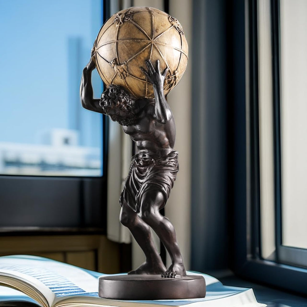 Greek Atlas Holding World Statue – Resin Sculpture Figurine 16.5 Inch