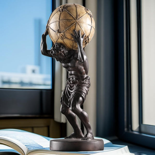 Greek Atlas Holding World Statue – Resin Sculpture Figurine 16.5 Inch