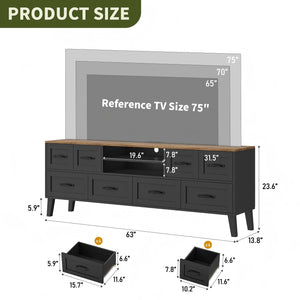 63" TV Console with LED Lighting & 8-Drawer Storage