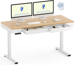 Electric Height-Adjustable Standing Desk with Drawer