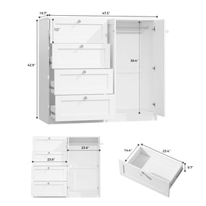 Armoire Wardrobe Closet with 4 Drawers & 2 Doors