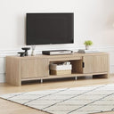 Mid Century Modern TV Stand with Waveform Fluted Doors, 63 Inch