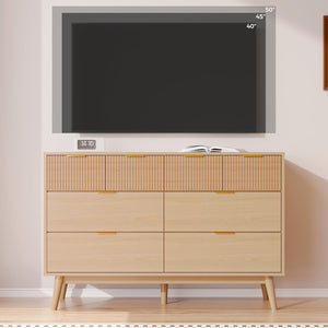 8-Drawer Fluted Dresser with Metal Handles