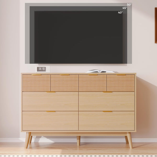 8-Drawer Fluted Dresser with Metal Handles