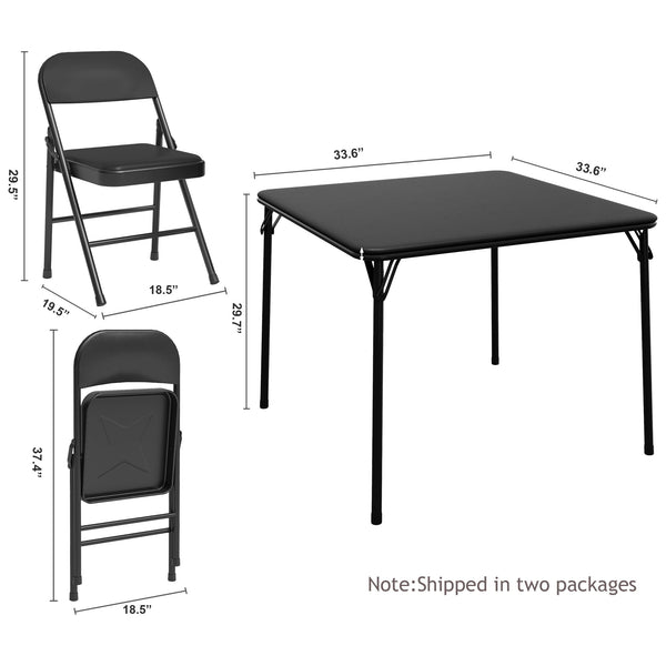 5-Piece Folding Table and Chair Set with Metal Frame