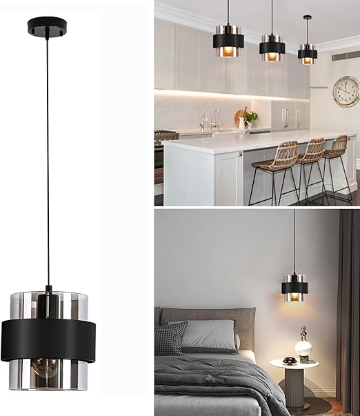 Mini Glass Pendant Light – 7 Inch Adjustable Ceiling Fixture