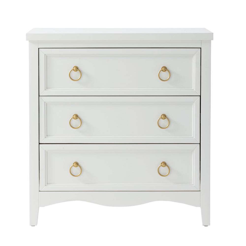3-Drawer Dresser Chest with Bronze Ring Handles