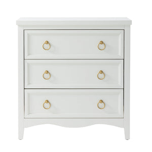 3-Drawer Dresser Chest with Bronze Ring Handles