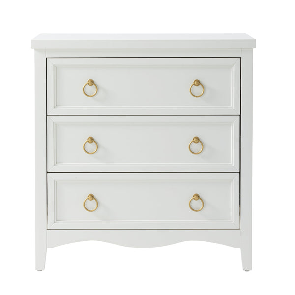 3-Drawer Dresser Chest with Bronze Ring Handles