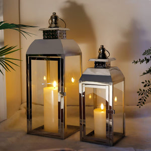 Set of 2 Vintage Metal Candle Lanterns – Indoor & Outdoor Hanging Lanterns