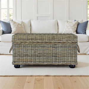 Wicker Rattan Storage Trunk with Lift-Top