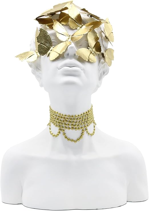 Abstract Female Bust Sculpture with Butterflies