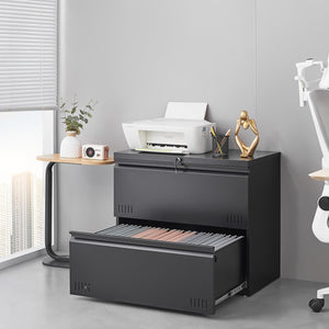 Metal Lateral File Cabinet with Lock – 2-Drawer Home Office Filing Cabinet