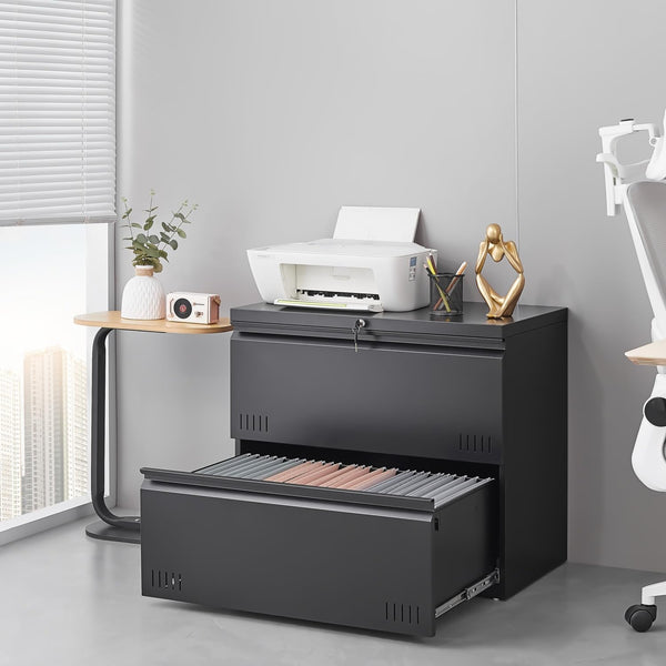 Metal Lateral File Cabinet with Lock – 2-Drawer Home Office Filing Cabinet
