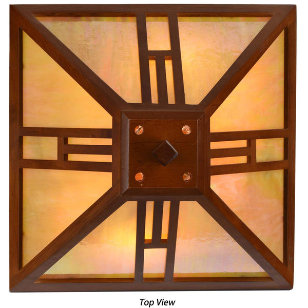 Mission Tiffany Stained Glass Table Lamp with Wooden Base