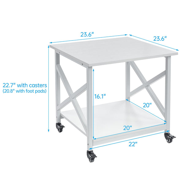 2-Tier Rolling Printer Stand with Storage Shelf