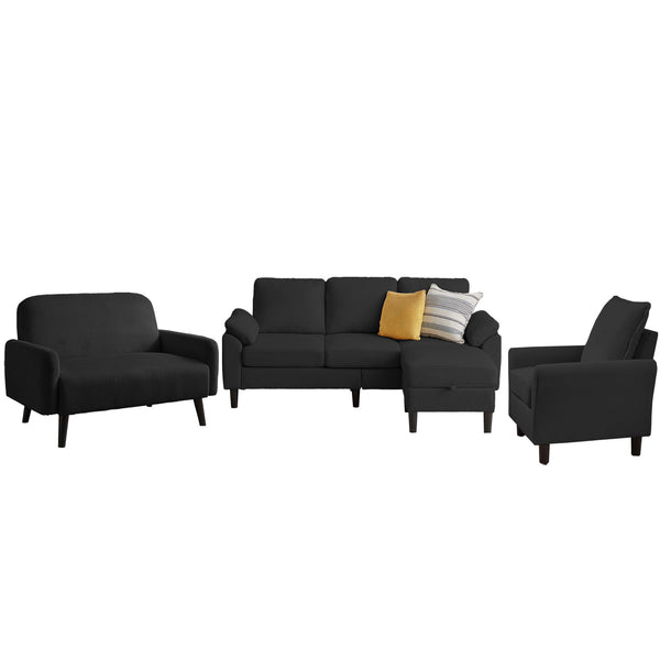 4-Piece Corduroy Living Room Set – Sofa, Loveseat, Chair & Ottoman