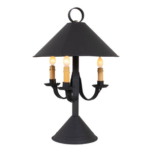 Walker House Triple Light Table Lamp in Textured Black