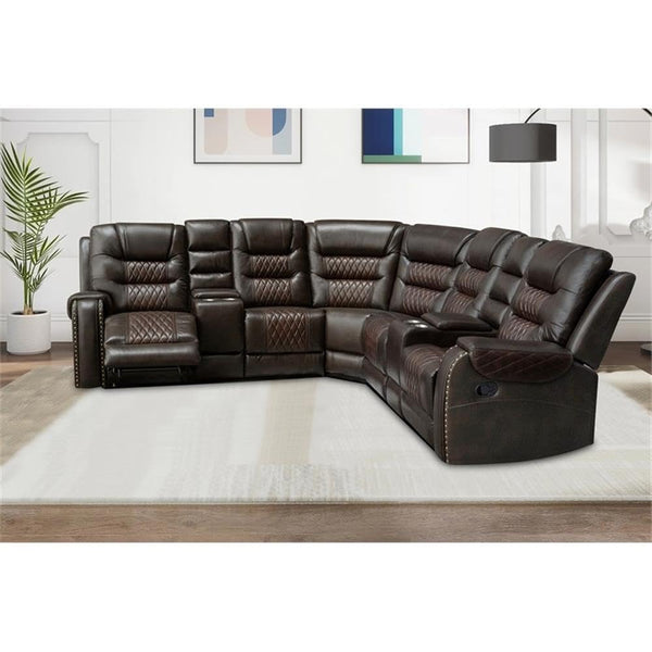 L-Shaped Manual Recliner Sectional Sofa with Chaise Lounge