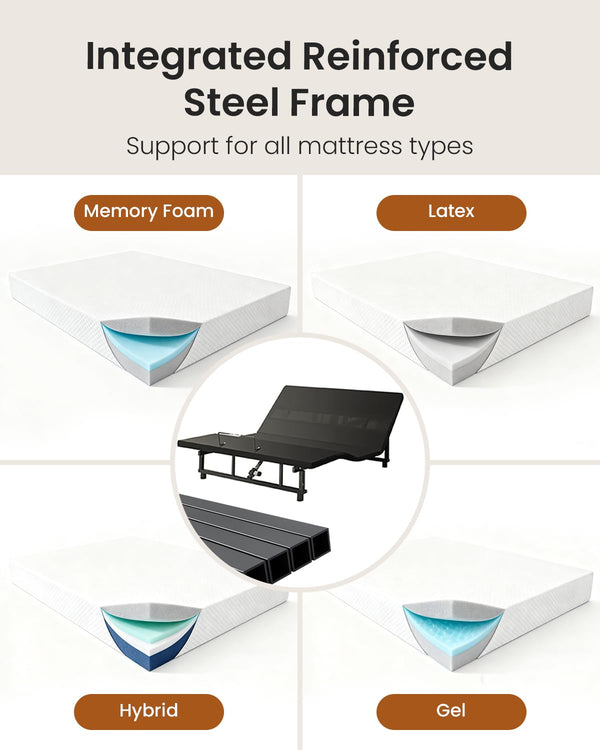 King Adjustable Bed Base Frame – Zero Gravity, Anti-Snore, Heavy-Duty Steel