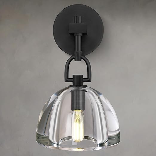 K9 Crystal Wall Sconce – Brass & Black Dimmable Vanity Light