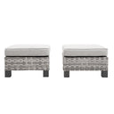 Outdoor PE Wicker Ottoman Set of 2