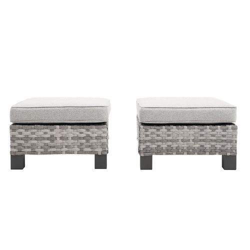 Outdoor PE Wicker Ottoman Set of 2