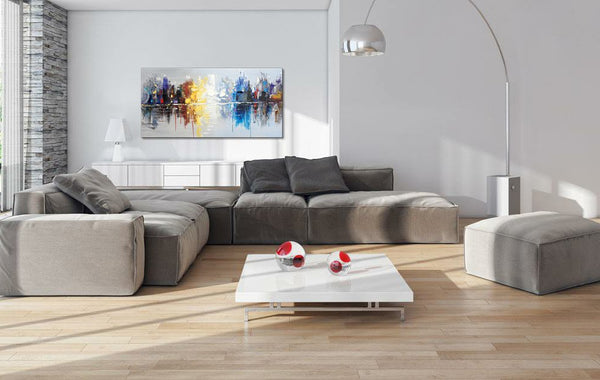 Abstract Cityscape Canvas Wall Art – Hand Painted Oil Painting
