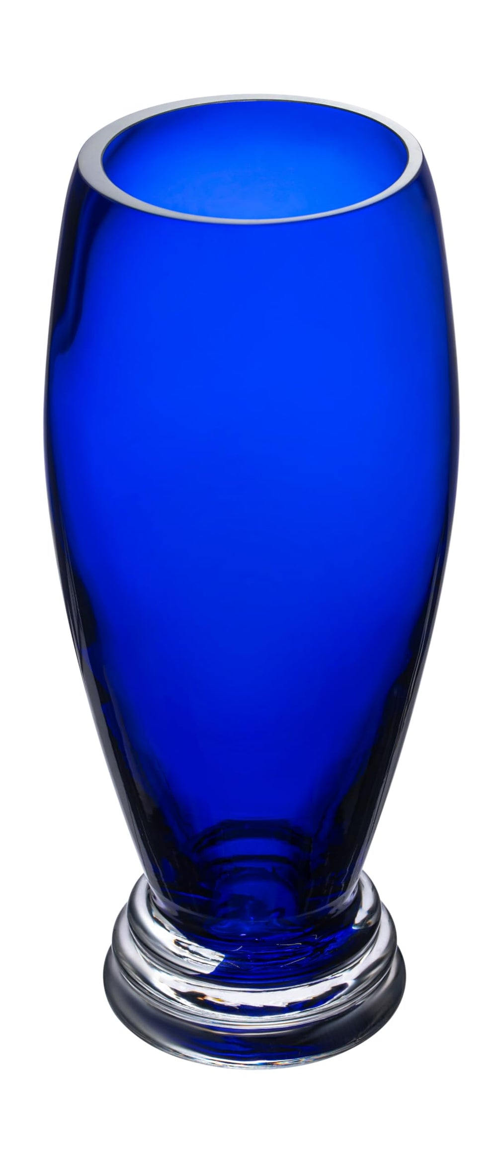 Cobalt Blue Glass Footed Round Vase 13.9"H
