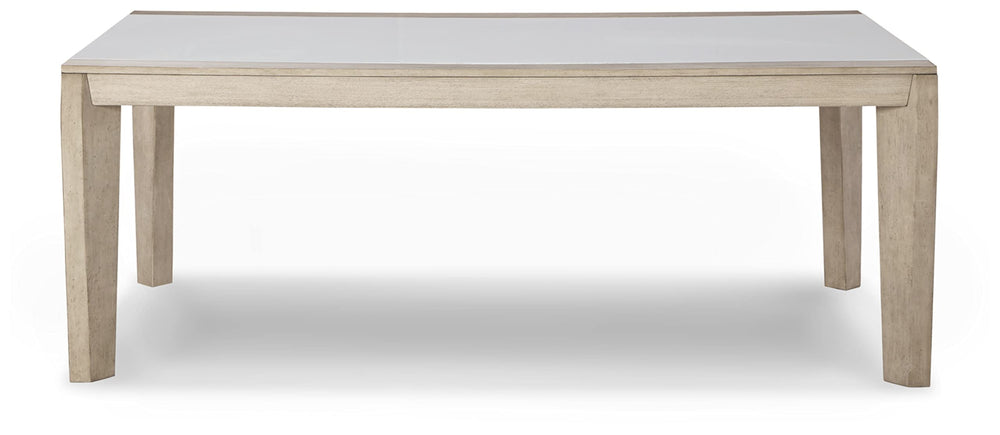 Contemporary Dining Table with Acrylic Insert, White & Beige
